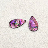 20×35 mm Pink/Black Abalone Shell Teardrop, One-Hole Sew-On Shell on Acrylic Gem (Sold in Pairs)